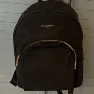 Karl Lagerfeld Black Satin Backback